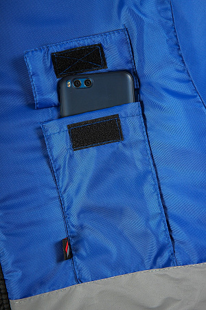 Зимний костюм мужской Факел-Мегрес-2, с полукомбинезоном, из ткани Оксфорд, васильковый с черным