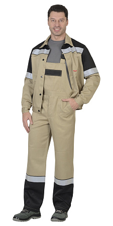 Летний костюм мужской Сириус-Легионер с полукомбинезоном, песочный с черным Летний костюм мужской Сириус-Легионер с полукомбинезоном, песочный с черным