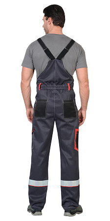 Летний костюм мужской Сириус-Полином с полукомбинезоном, темно-серый со св.серым черным и красным