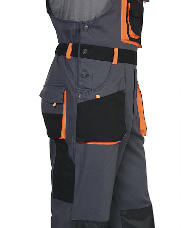Летний полукомбинезон мужской Сириус-Манхеттен, из смесовой ткани, темно-серый с оранжевым и черным Летний полукомбинезон мужской Сириус-Манхеттен, из смесовой ткани, темно-серый с оранжевым и черным