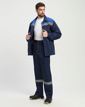 Летний костюм мужской Факел-Стандарт СОП усиленный, с брюками, синий с васильковым Летний костюм мужской Факел-Стандарт СОП усиленный, с брюками, синий с васильковым