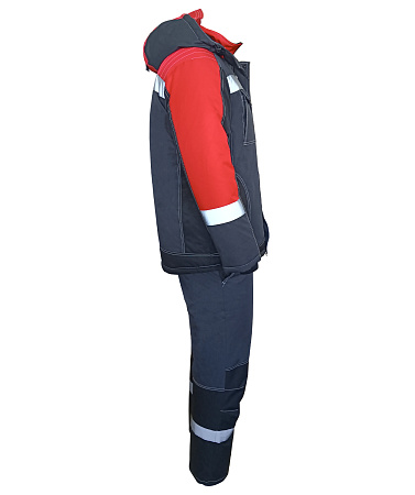 Зимний костюм мужской Эталон-Юкон Мембрана с полукомбинезоном, темно-серый с черным и красным Зимний костюм мужской Эталон-Юкон Мембрана с полукомбинезоном, темно-серый с черным и красным