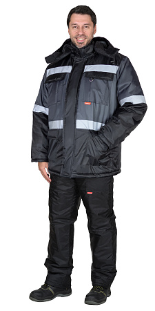 Зимняя куртка мужская Сириус Терминал, черная с темно-серым и СОП Зимняя куртка мужская Сириус Терминал, черная с темно-серым и СОП