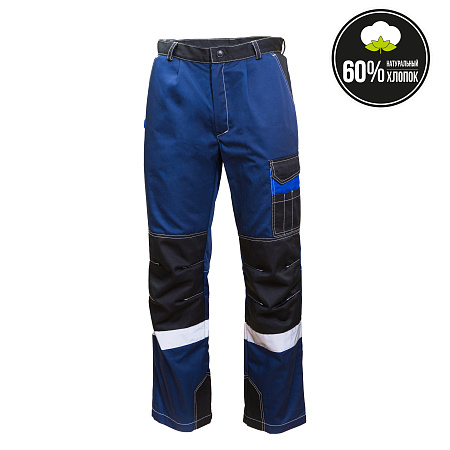 Летний костюм мужской Эталон-Формула-Коттон ФБ 1 с брюками, синий с васильковым и черным Летний костюм мужской Эталон-Формула-Коттон ФБ 1 с брюками, синий с васильковым и черным