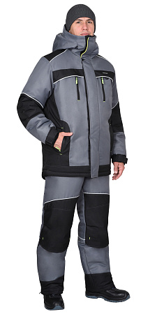 Зимний костюм мужской Сириус-Арктика с брюками, серый с черным Зимний костюм мужской Сириус-Арктика с брюками, серый с черным