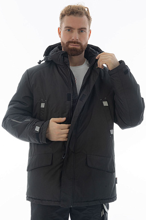 Зимняя куртка-парка мужская Brodeks KW204, черная Зимняя куртка-парка мужская Brodeks KW204, черная