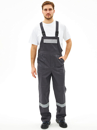 Летний костюм мужской Факел-Липецк-2 с полукомбинезоном, темно-серый со светло-серым 