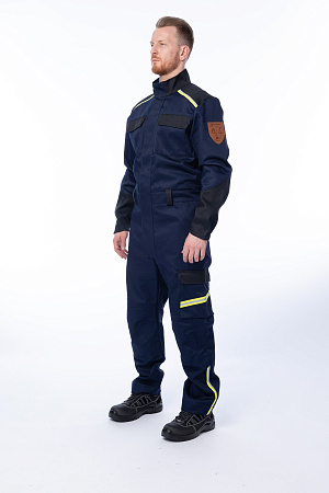Летний комбинезон сварщика 1 класса Brodeks FS58-01, темно-синий с черным Летний комбинезон сварщика 1 класса Brodeks FS58-01, темно-синий с черным