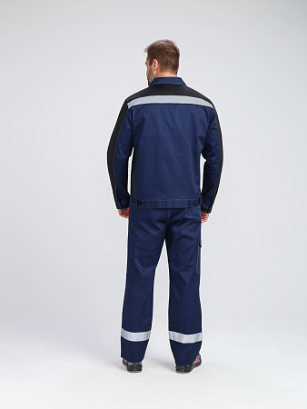 Летний костюм мужской ProfLineBase-2 с полукомбинезоном, темно-синий с черным и васильковым Летний костюм мужской ProfLineBase-2 с полукомбинезоном, темно-синий с черным и васильковым