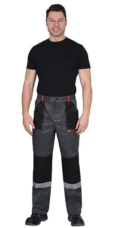 Летний костюм мужской Сириус-Лигор-2 с брюками,темно-серый с красным и черным