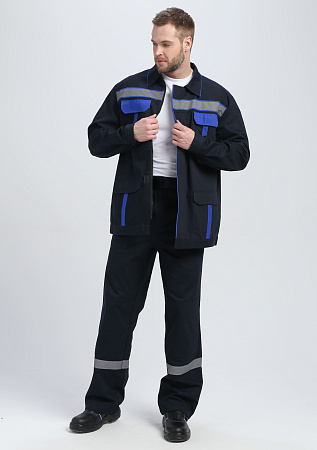 Летний костюм мужской Факел- Итрорис-1 СОП, с брюками, цвет: темно-синий с васильковым Летний костюм мужской Факел- Итрорис-1 СОП, с брюками, цвет: темно-синий с васильковым