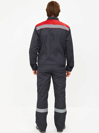 Летний костюм мужской Факел-Лигор-2 Премиум с СОП с полукомбинезоном, темно-серый с красным 