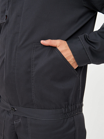 Летний костюм мужской Факел-Лигор-2 Премиум с СОП с полукомбинезоном, темно-серый с красным 