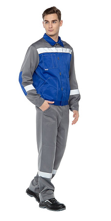 Летний костюм мужской Авангард-Тимбер с брюками, васильковый с серым Летний костюм мужской Авангард-Тимбер с брюками, васильковый с серым