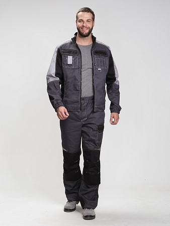 Летний костюм мужской Факел-Вектрон-1 с брюками, темно-серый со светло-серым и черным