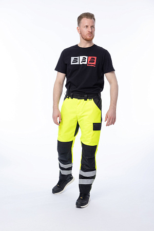 Летние сигнальные брюки мужские Brodeks KS 313, желтый с черным