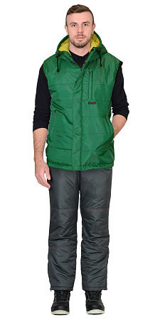 Зимний жилет универсальный Сириус-Зодиак, с капюшоном, на подкладке флис, зелёный Зимний жилет универсальный Сириус-Зодиак, с капюшоном, на подкладке флис, зелёный