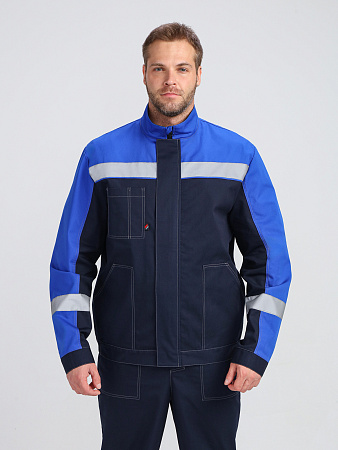 Летний костюм мужской Факел-Бриготек-1 с СОП с брюками, темно-синий с васильковым