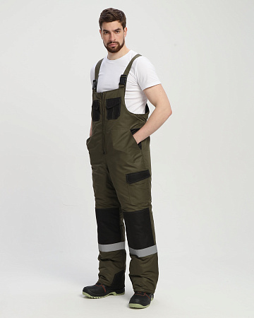 Зимний костюм мужской Факел-Вектрон-2 с полукомбинезоном, хаки с черным