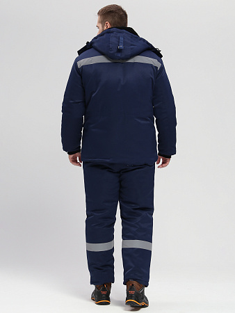 Зимний костюм мужской Факел-Мастер-Ультра с полукомбинезоном, из смесевой ткани, темно-синий