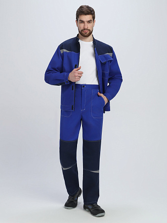 Летний костюм мужской Факел-Строй-1 с брюками, васильковый с темно-синим