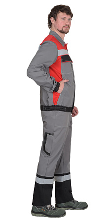 Летний костюм мужской Сириус-Мастер с брюками, серый с красным и черным Летний костюм мужской Сириус-Мастер с брюками, серый с красным и черным