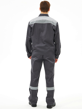Летний костюм мужской Факел-Липецк-2 с полукомбинезоном, темно-серый со светло-серым 