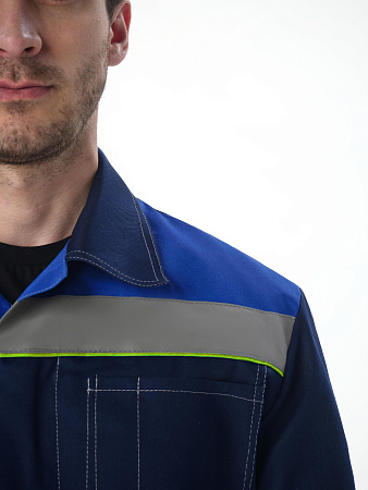 Летний костюм мужской Факел-Флофт-1 СОП с брюками, темно-синий с васильковым