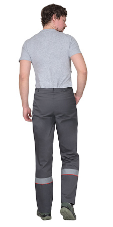 Летний костюм мужской Сириус-Мастер с брюками, темно-серый с красной отделкой Летний костюм мужской Сириус-Мастер с брюками, темно-серый с красной отделкой