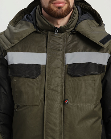 Зимний костюм мужской Факел-Вектрон-2 с полукомбинезоном, хаки с черным