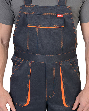 Летний полукомбинезон мужской Сириус-Crown, из смесовой ткани, темно-серый с оранжевым