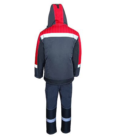 Зимний костюм мужской Эталон-Юкон Мембрана с полукомбинезоном, темно-серый с черным и красным Зимний костюм мужской Эталон-Юкон Мембрана с полукомбинезоном, темно-серый с черным и красным