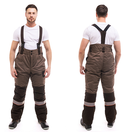 Зимний костюм мужской Эталон-Берген с брюками, бежевый с т. коричневым