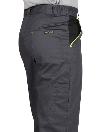 Летние брюки мужские Сириус-Ховард, из смесовой ткани, темно-серые с черной и лимонной отделкой