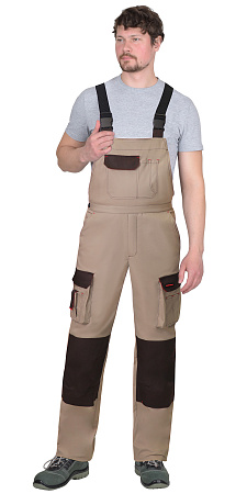 Летний полукомбинезон мужской Сириус-Джет Браун, из смесовой ткани, песочный с темно-коричневым Летний полукомбинезон мужской Сириус-Джет Браун, из смесовой ткани, песочный с темно-коричневым