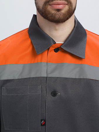 Летний костюм мужской Факел-Лигор-1 СОП, с брюками, темно-серый с оранжевым