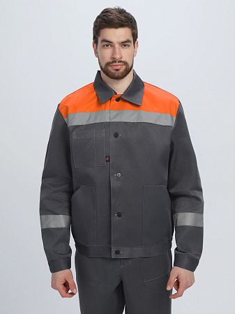 Летний костюм мужской Факел-Лигор-1 СОП, с брюками, темно-серый с оранжевым