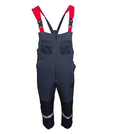 Зимний костюм мужской Эталон-Юкон Мембрана с полукомбинезоном, темно-серый с черным и красным Зимний костюм мужской Эталон-Юкон Мембрана с полукомбинезоном, темно-серый с черным и красным