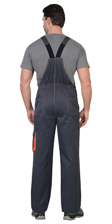 Летний полукомбинезон мужской Сириус-Crown, из смесовой ткани, темно-серый с оранжевым