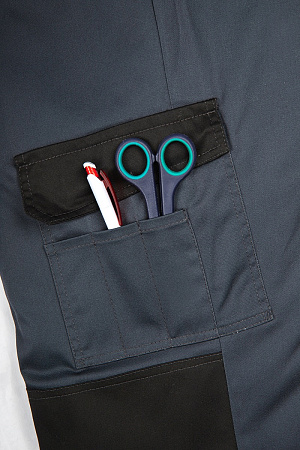 Зимний костюм мужской Факел-Вектрон-2 с полукомбинезоном, серый с черным и красным