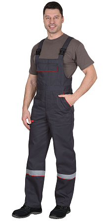 Летний костюм мужской Сириус-Мастер с полукомбинезоном, темно-серый с красным