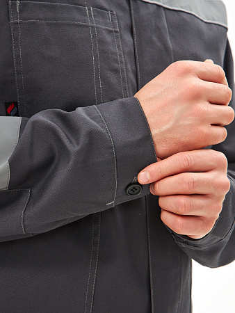 Летний костюм мужской Факел-Липецк-2 с полукомбинезоном, темно-серый со светло-серым 