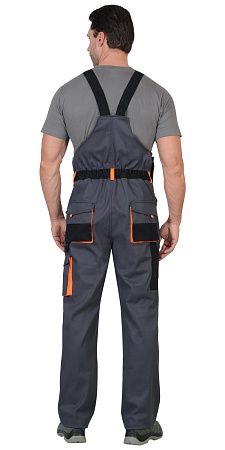 Летний полукомбинезон мужской Сириус-Манхеттен, из смесовой ткани, темно-серый с оранжевым и черным Летний полукомбинезон мужской Сириус-Манхеттен, из смесовой ткани, темно-серый с оранжевым и черным