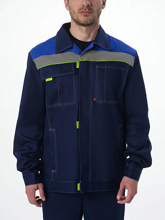 Летний костюм мужской Факел-Флофт-1 СОП с брюками, темно-синий с васильковым