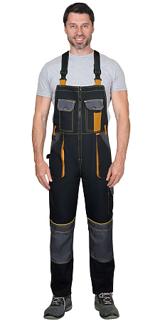 Летний полукомбинезон мужской Сириус-Агат, из смесовой ткани, черный с темно-серым