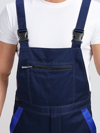 Летний костюм мужской ProfLineBase-2 с полукомбинезоном, темно-синий с черным и васильковым Летний костюм мужской ProfLineBase-2 с полукомбинезоном, темно-синий с черным и васильковым