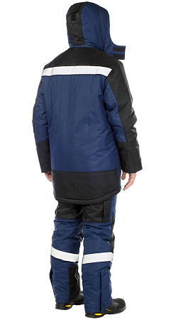 Зимний костюм мужской Авангард-Брансфилд с полукомбинезоном, синий с черным