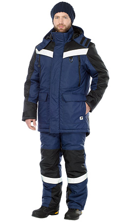 Зимний костюм мужской Авангард-Брансфилд с полукомбинезоном, синий с черным