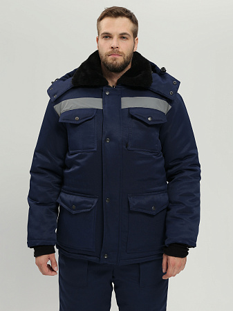 Зимний костюм мужской Факел-Мастер-Ультра с полукомбинезоном, из смесевой ткани, темно-синий