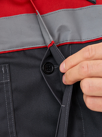 Летний костюм мужской Факел-Лигор-2 Премиум с СОП с полукомбинезоном, темно-серый с красным 